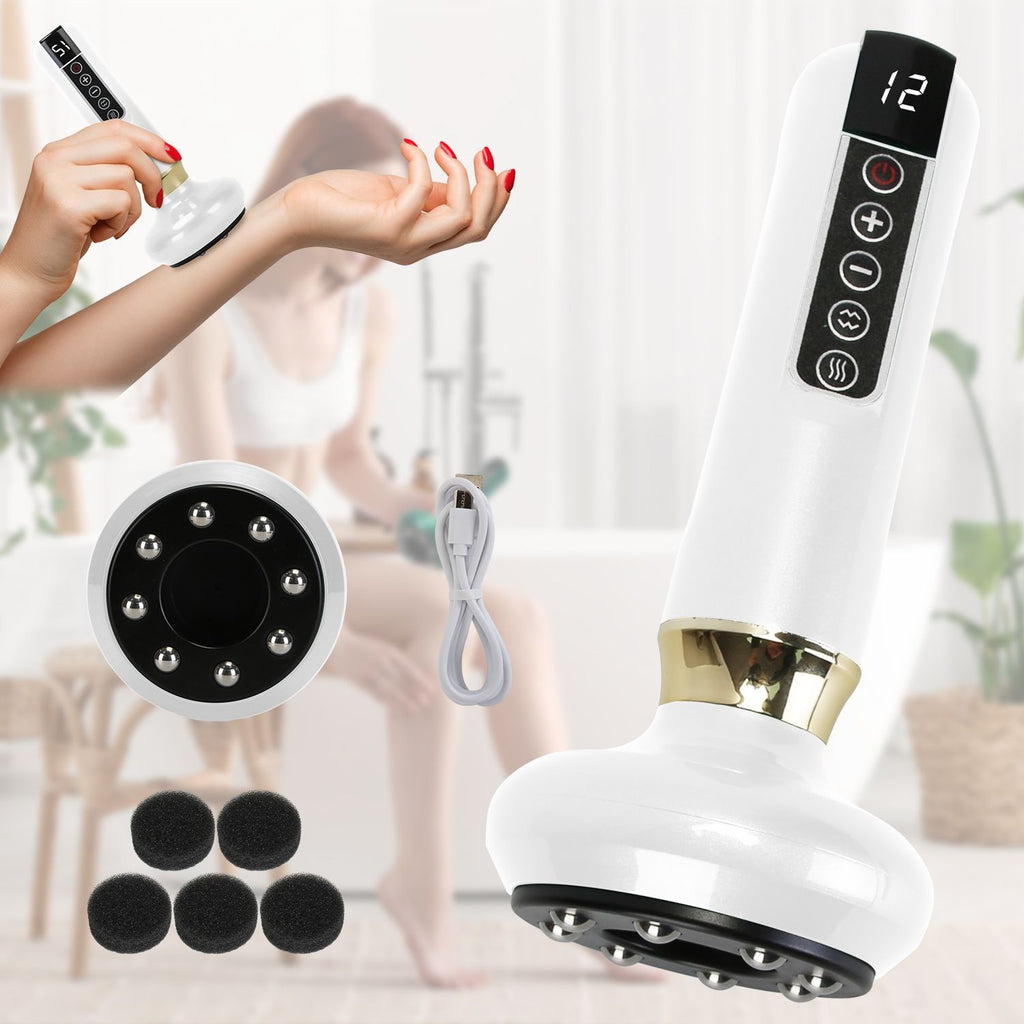 Anti Cellulite Massager Handheld Vacuum Suction Cupping Kit Beauty Tool with 12 Suction Mode 12 Heating 20Mins Auto-Off One-Key Pressure Release for Abdomen Thighs Buttocks Neck GPCT5424
