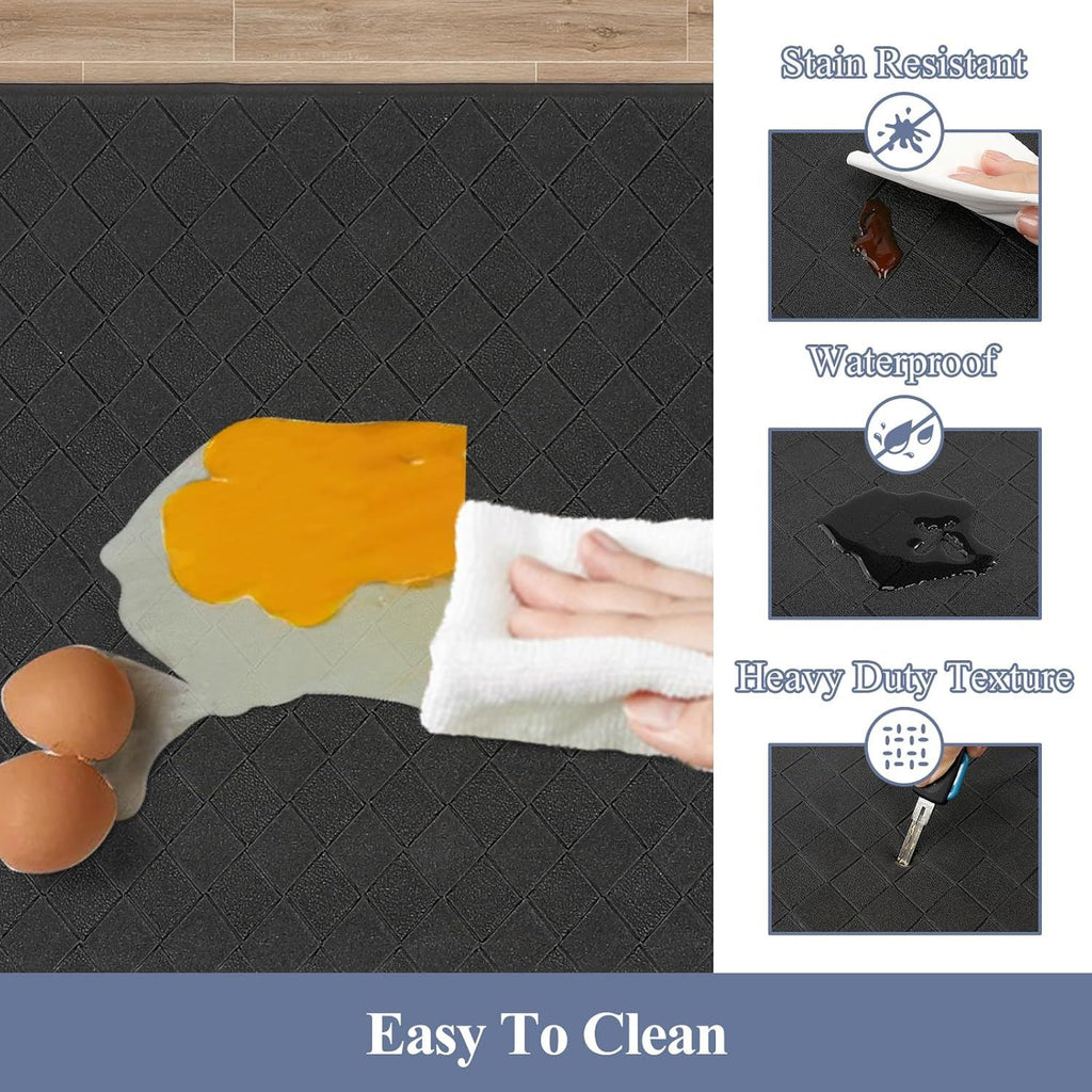 Anti Fatigue Kitchen Mats for Floor Set of 3 Cushioned Kitchen Rug Sets 3 Piece Non Slip Kitchen Rugs and Mats Waterproof Comfort Standing Mat Runner for Home Office,Sink,Laundry