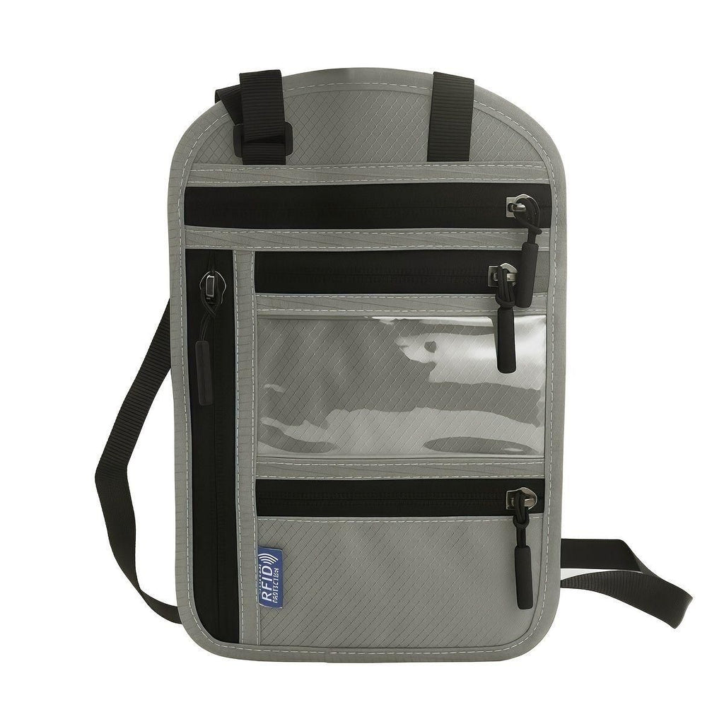 Anti-Scan RFID Travel Neck Pouch, Multi-Zipper Pocket Waterproof Neck Wallet, Lightweight Secure Passport Bag for Travel Airport Cruise