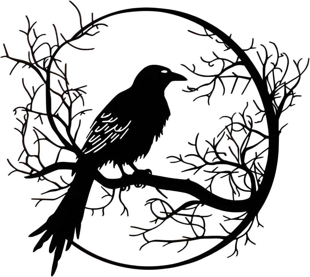 APLUSH Bird on The Branch Metal Wall Art Decor,Farmhouse Hanging Decor Sculpture Crafts for Home Bedroom Living Room Bathroom Kitchen Wall Decoration