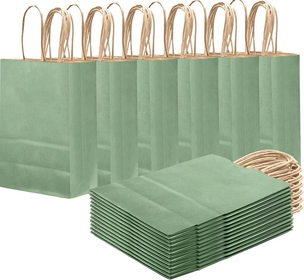 Aqua Green Gift Bag with Handles Bulk 24Pcs Paper Bags -8.3"x6"x3. 15" Party Favor Bags - Solid Color