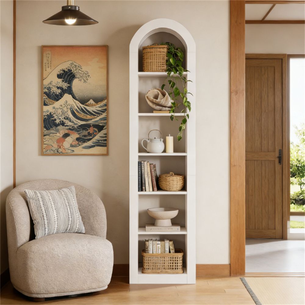 Arched bookshelf, open bookshelf, display rack, sturdy and natural