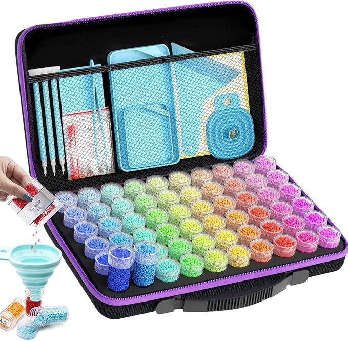 ARTDOT 60 Slots Storage Container for Diamond Art Kits for Adults Portable Bead