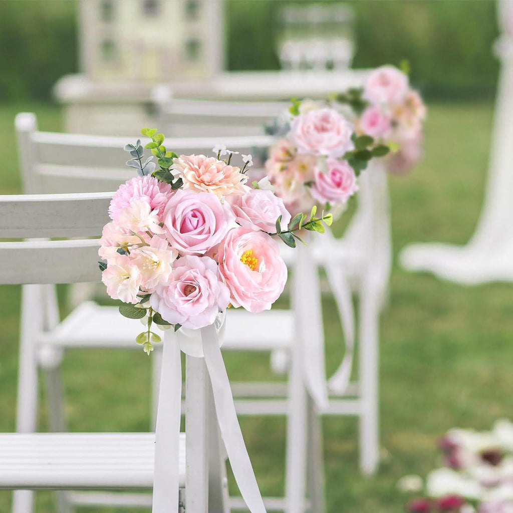 Artificial Flowers Combo Fake Flowers Pink Roses Silk Flowers with Stems for DIY Bridal Wedding Bouquets Centerpieces Arrangements Table Party Baby Shower Home Decor
