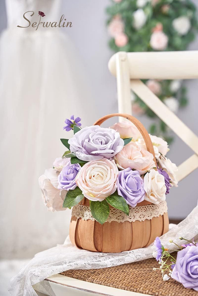 Artificial Flowers Fake Silk Flowers for DIY Wedding Bouquets Cake Decoration Mixed Roses Combo Blush Pink and White Flower Centerpieces Arrangements for Party Table Chair Decor
