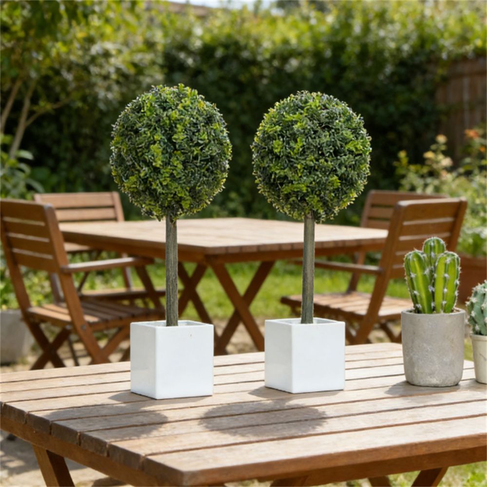 Artificial plant set, 2 pieces, pruning balls, used for home or office decoration, green