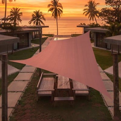 Artpuch Custom Size Rust Red Sun Shade Sail Triangle Canopy 185 GSM Durable Fabric UV Block Awning for Outdoor Patio Garden Backyard (Customized Available)