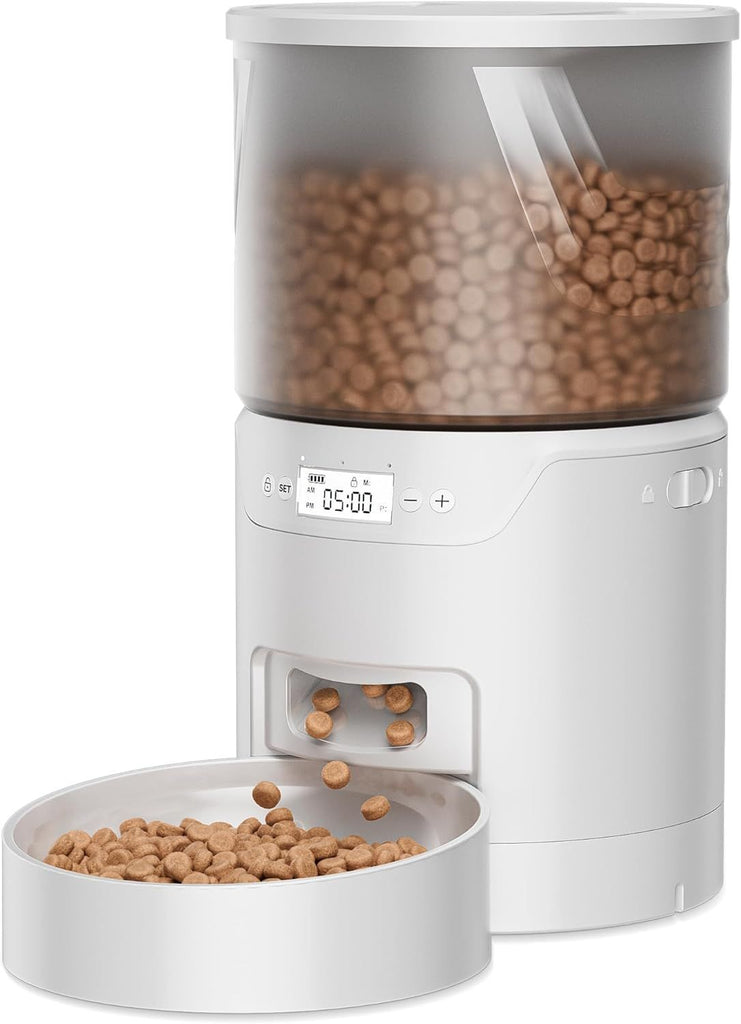 Automatic Cat Feeder: 3L Auto Food Dispenser with Timed Feeding| 6 Meal Programmable& 1-20 Portion Precise Control- Easy to Clean for Cat Indoor| Desiccant Keep Food Fresh with Staiess Bowl