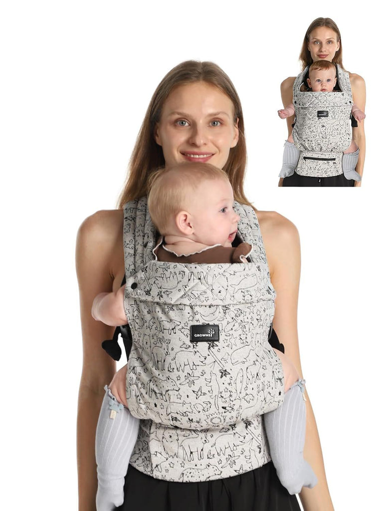 Baby Carrier Newborn to Toddler, Lightweight Ergonomic 7-44 lbs Newborn Carrier with Head Support, Easy to Wear Hands Free Infant Carrier for 0-36 Months