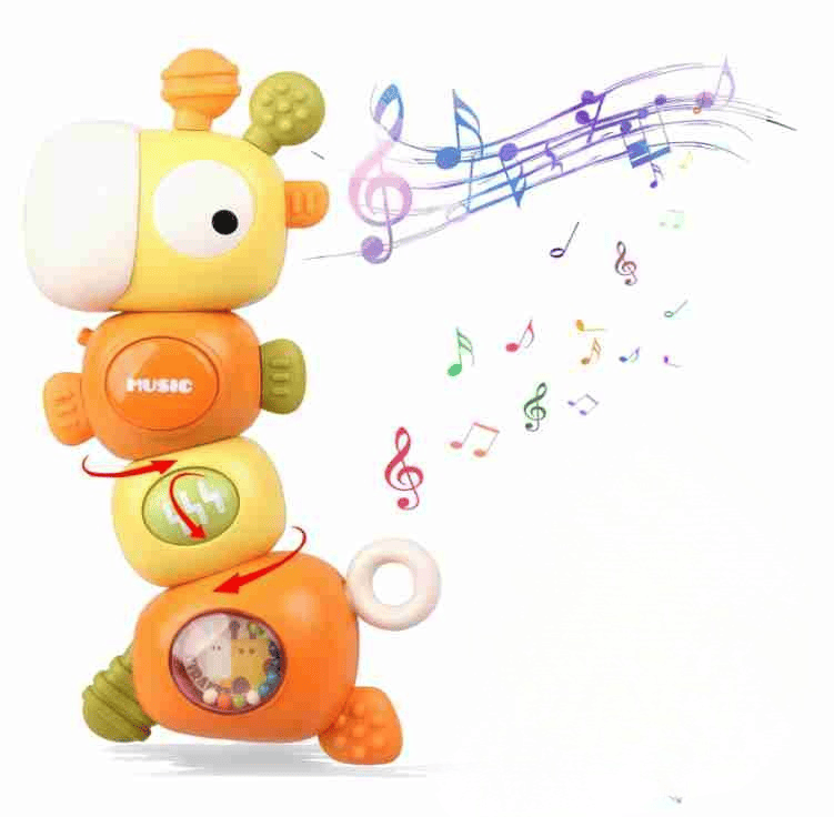 Baby Montessori Sensory Teething Toys for 3-6 6-12 Months, Food Grade Baby Teether, Newborn Infant Rattle Toys, Learning Educational Musical Toys for Boys Girls