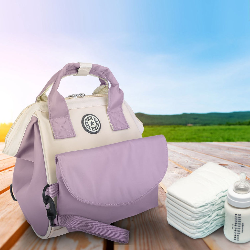 Baby Nappy Diaper Bag with 6 Pockets Burp Cloth Adjustable Shoulder Strap Detachable Small Bag Multifunctional Diaper Changing Bag with 2 Insulated Pockets Commute Bag for Mom