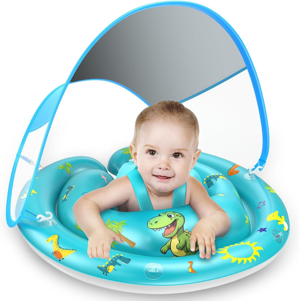 Baby Pool Float with UPF50+ Sun Protection Canopy  Toy Play Console  Infant Baby Float for Pool  Adjustable Safety Seat  Toddler Float for 6-24 Months