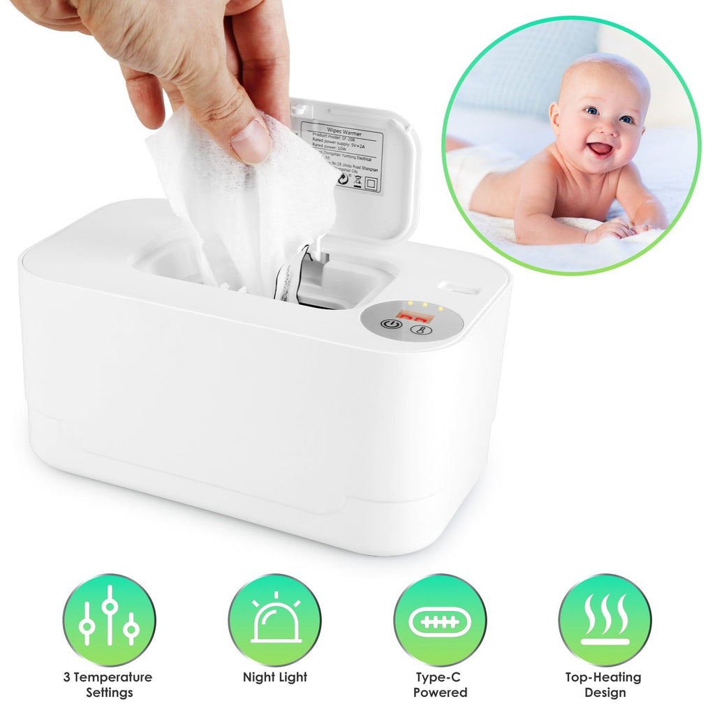 Baby Wipe Warmer With 3 Temperature Settings Type-C Powered Baby Wet Wipes Dispenser With Night Light Large Capacity Diaper Wipe Warmer For Baby GPCT5369
