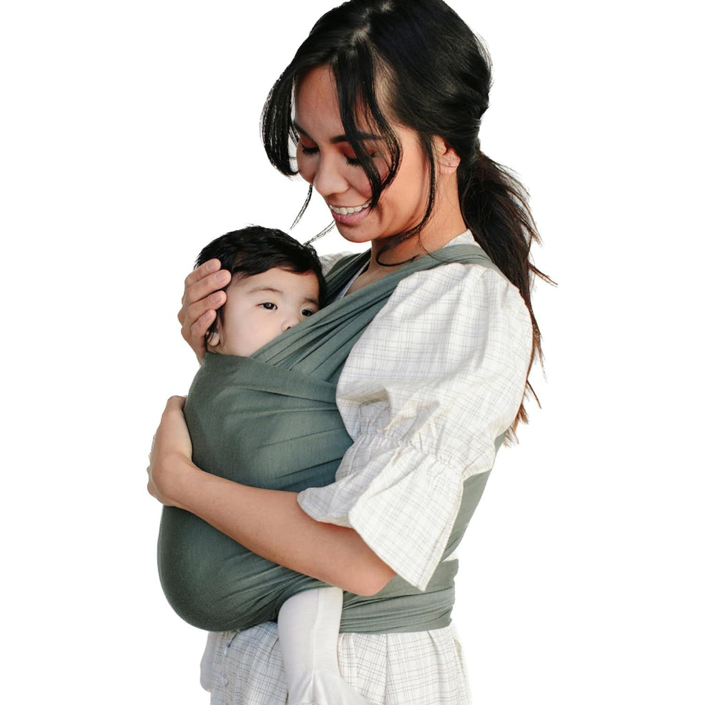 Baby Wrap, Buttery-Soft Baby Carrier Newborn to Toddler 8-25 Lbs., Lightweight & Hands-Free Breathable Summer Carrier, Baby Wearing & Postpartum Essential, New Mom Gift, Natural + Grey Stripe