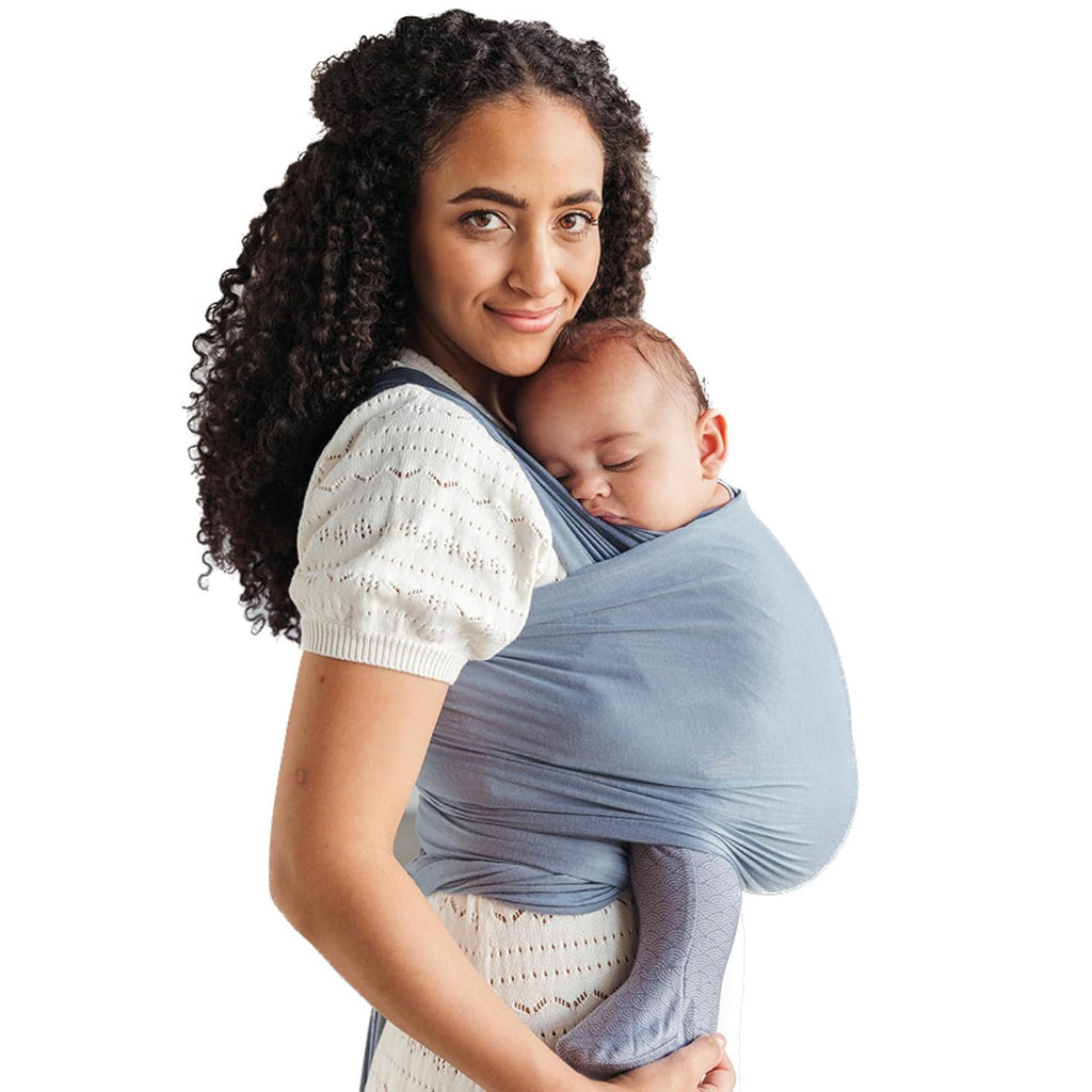 Baby Wrap, Buttery-Soft Baby Carrier Newborn to Toddler 8-25 Lbs., Lightweight & Hands-Free Breathable Summer Carrier, Baby Wearing & Postpartum Essential, New Mom Gift, Natural + Grey Stripe