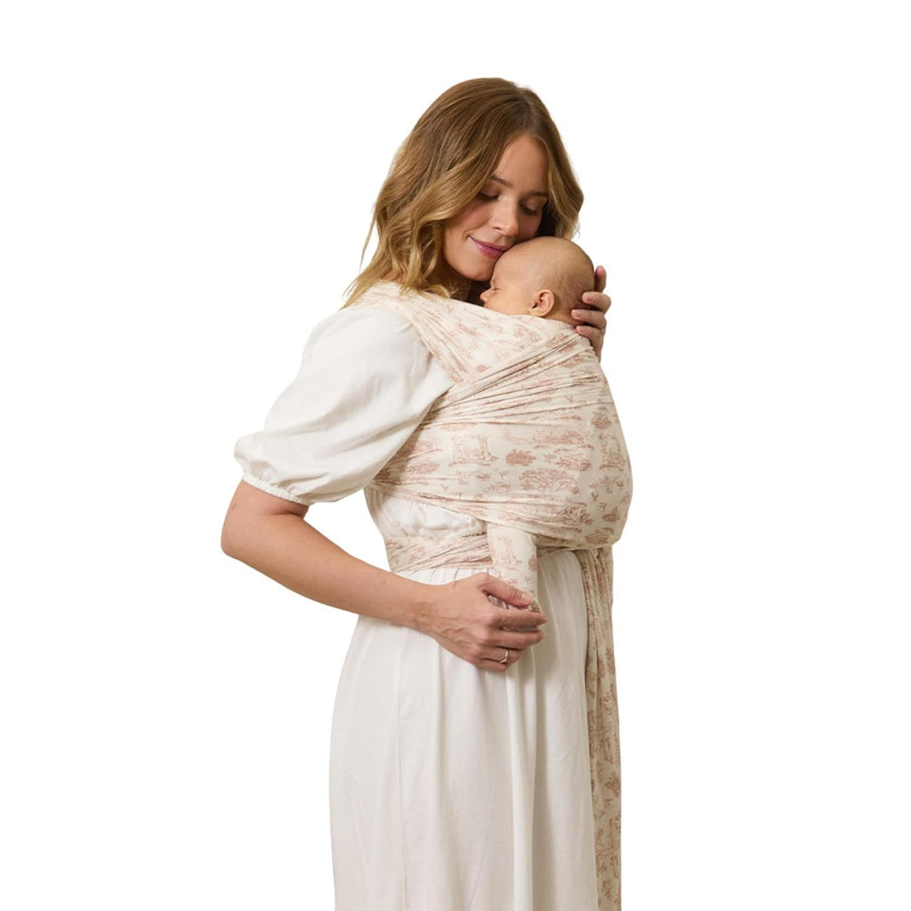 Baby Wrap, Buttery-Soft Baby Carrier Newborn to Toddler 8-25 Lbs., Lightweight & Hands-Free Breathable Summer Carrier, Baby Wearing & Postpartum Essential, New Mom Gift, Natural + Grey Stripe