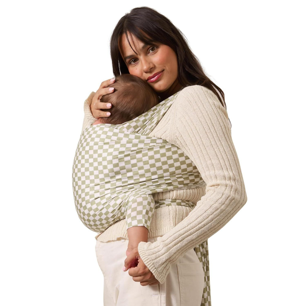 Baby Wrap, Buttery-Soft Baby Carrier Newborn to Toddler 8-25 Lbs., Lightweight & Hands-Free Breathable Summer Carrier, Baby Wearing & Postpartum Essential, New Mom Gift, Natural + Grey Stripe