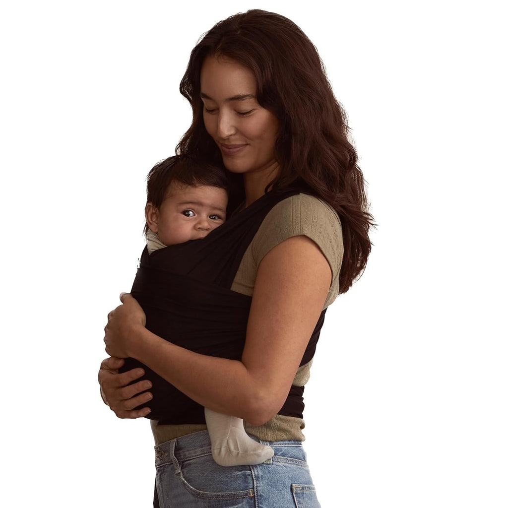 Baby Wrap, Buttery-Soft Baby Carrier Newborn to Toddler 8-25 Lbs., Lightweight & Hands-Free Breathable Summer Carrier, Baby Wearing & Postpartum Essential, New Mom Gift, Natural + Grey Stripe