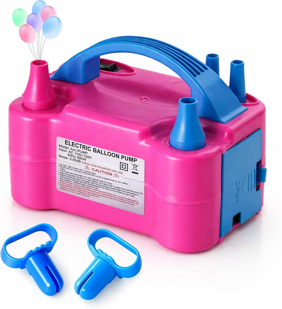 Balloon Pump Electric with Dual Nozzles & Tying Tool - Portable Inflator for Party Balloons, Gender Reveal, Baby Shower, Holidays