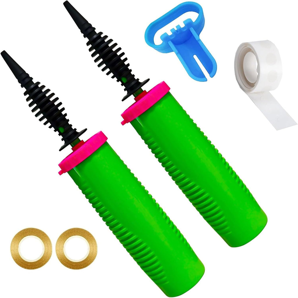 Balloon Pump Hand Held – 2Pack Two Way Dual Action Inflator with Balloon Tying Tool Manual Air Pump for Balloons