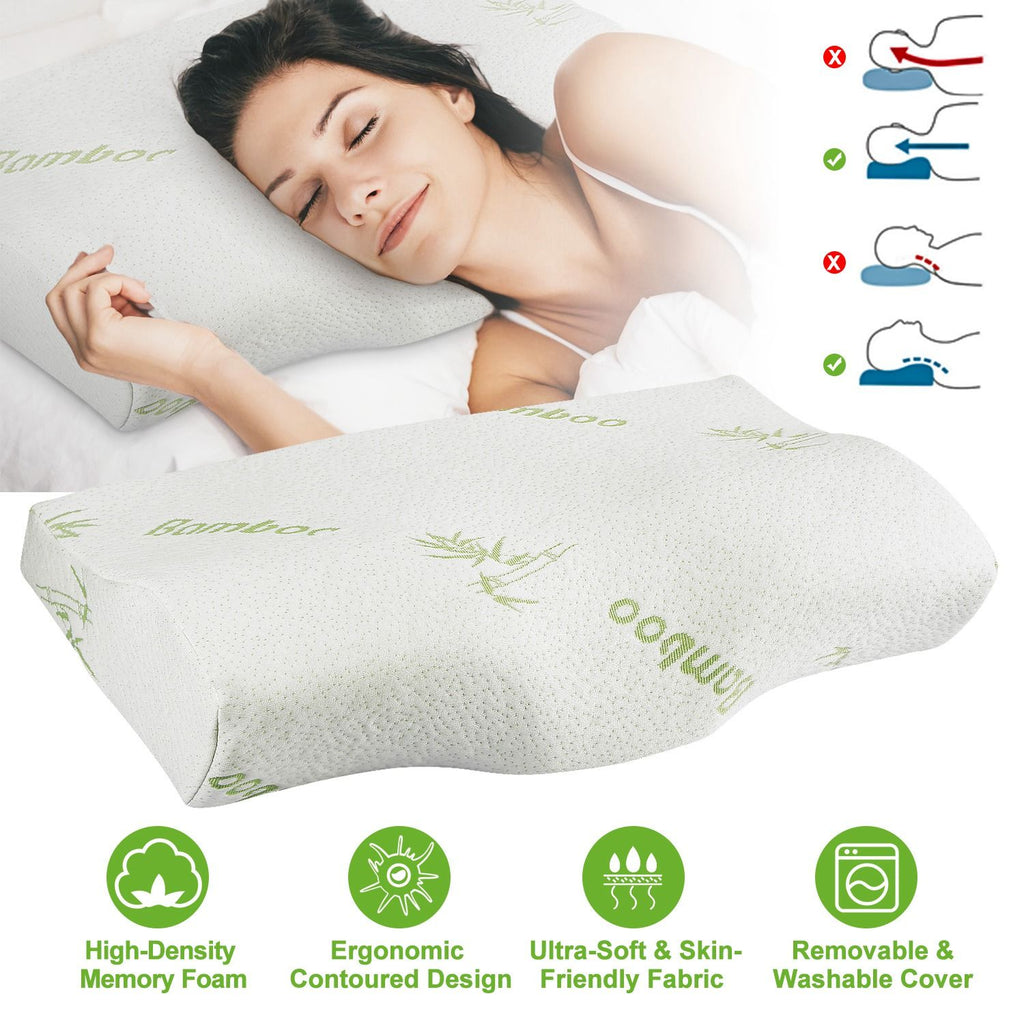 Bamboo Memory Foam Contour Sleep Pillow Cervical Orthopedic Pillow Neck Support Breath Pillow