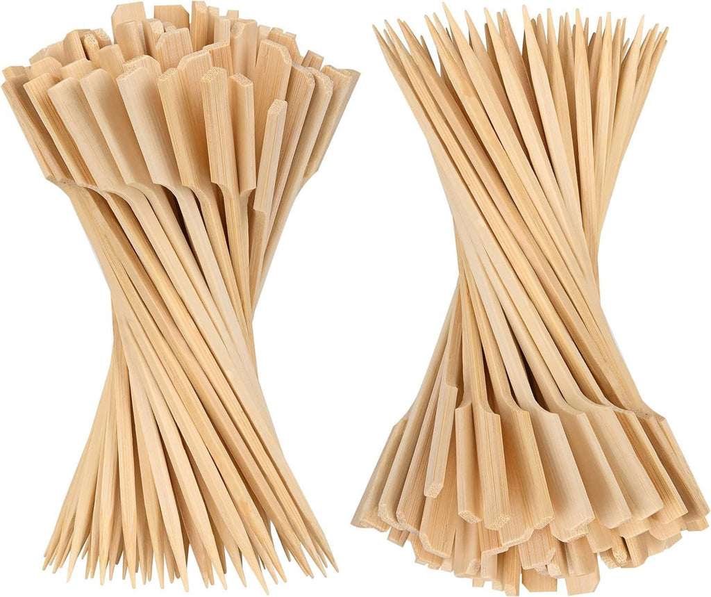 Bamboo Skewers, 200 PCS, 10 Inch, Premium Quality Craft, Paddle Design, Perfect for Cocktail Toothpicks, Kebabs, Grills, BBQ, Sandwiches, Fruits, Great Value Set