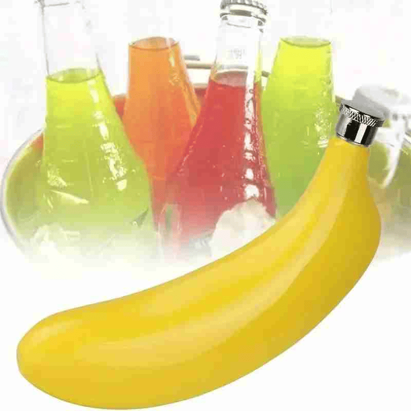 Banana Flask, Stainless Steel Whiskey Liquor Alcohol Bottle 5oz Portable Pocket Hip Flask with Funnel