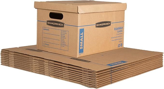 Bankers Box Small Classic Moving Box 10 Pack Reinforced Handles Tape-Free Assembl