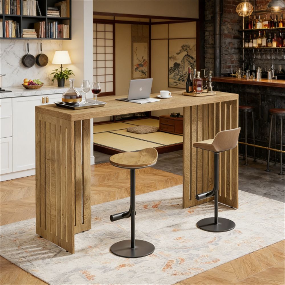 Bar counter table, rectangular dining table, wooden table with design sense (dining table only)