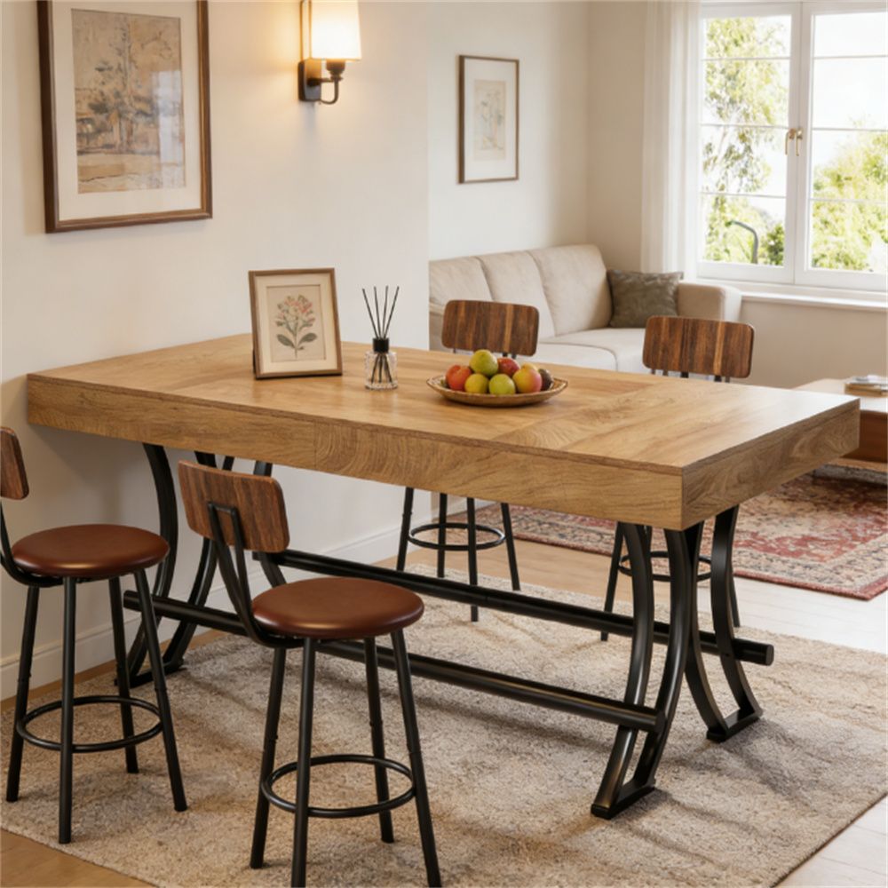 Bar dining table, kitchen dining table, bar table, with industrial farmhouse style