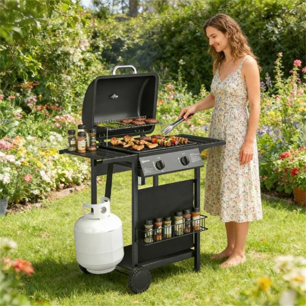 Barbecue grill, outdoor grill, gas grill, black