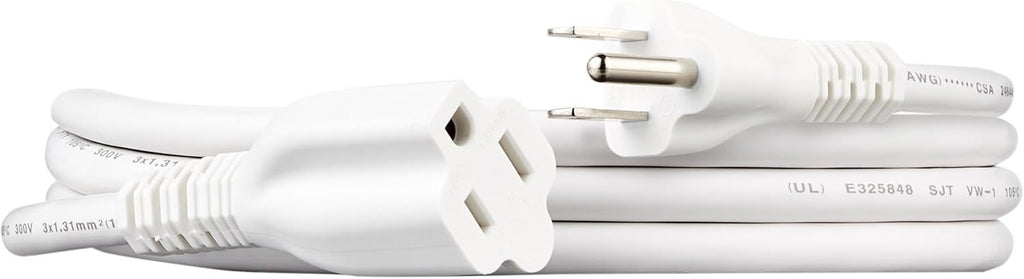 Basics Extension Cord, 6 Ft, 3 Prong Outlet Extender, Indoor Extension Cord, 13 Amps, 125V, White