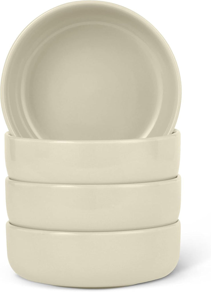 Basics Glazed Stoneware Bowls, 4-Piece Set, Microwave and Dishwasher-Safe, 5.5 in., Ivory