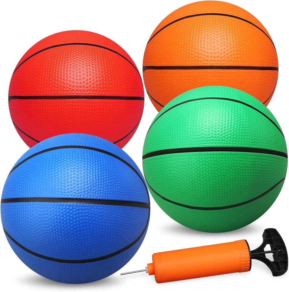 Basketballs for Kids Adults with Pump, Rubber Balls for Outdoor Indoor Pool, Replacement Balls for Over Door Basketball Hoop