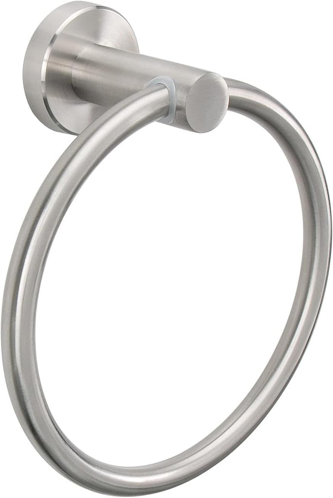 Bath Towel Ring, Bathroom Hardware Accessories-Thicken Stainless Steel Hand Towel Holder for Bathroom, Modern Round Towel Hanger Wall Mounted (Brushed Nickel, 1 Pack)