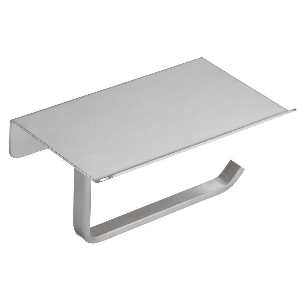 Bath Wall-Mount Single Post Toilet Paper Holder with Shelf Stainless Steel Tissue Paper Dispenser in Brushed Nickel