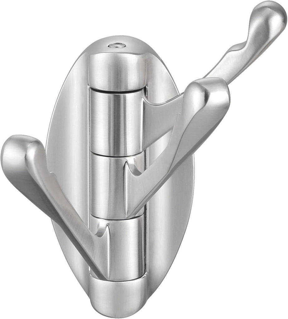 Bathroom Towel Hook, Metal Foldable Swivel Hook, Robe Coat Hanger for Wall, Brushed Nickel