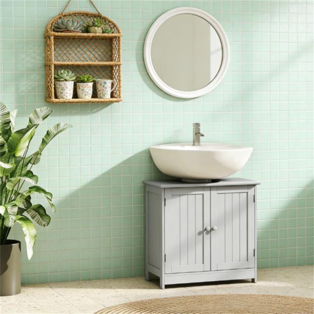 Bathroom vanity, sink, bathroom cabinet, storage cabinet, light gray