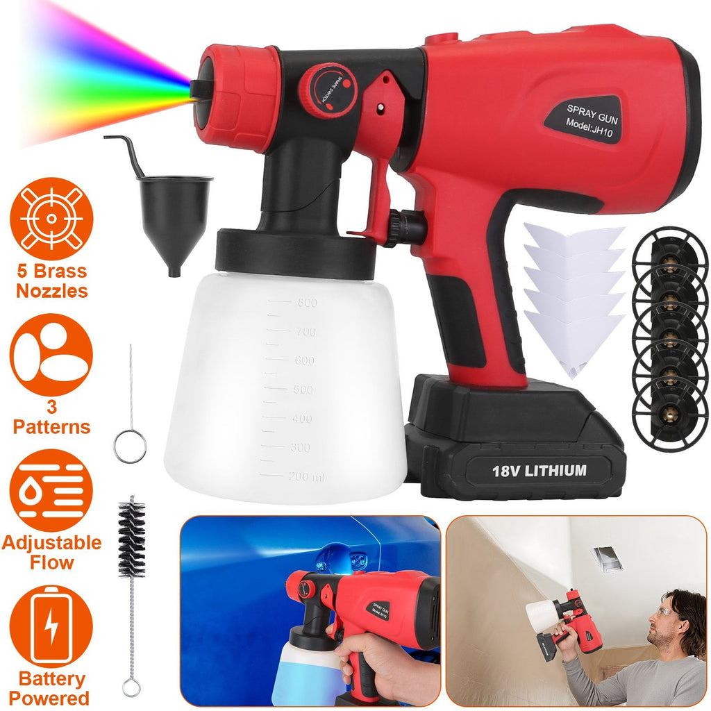 Battery Powered Electric Paint Sprayer HVLP Spray Painting Gun Handheld Painter