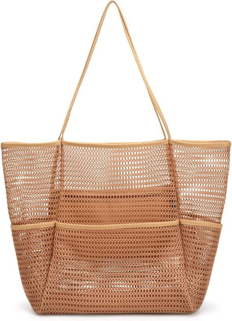 Beach Mesh Tote Bag for Women, Large Travel & Pool Bag, Lightweight Vacation Cruise Tote (Inside Out – Flip to Use)