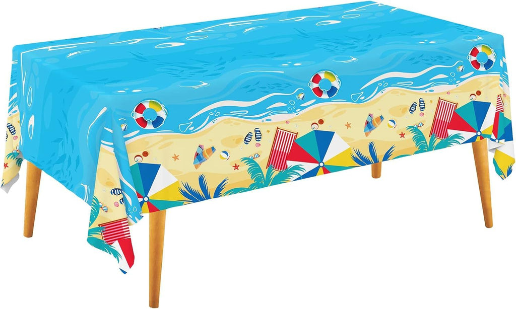 Beach Theme Party Supplies Summer Pool Disposable Tablecloth Plastic Waterproof Table Cover