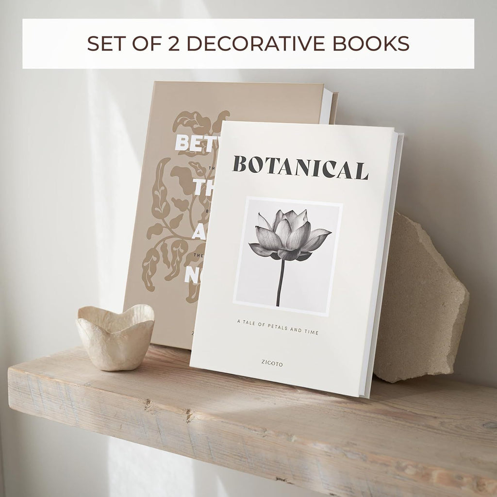 Beautiful Decorative Books - Set of 2 Boxes Enhance Your Coffee Table, Bookshelf or Mantel Decor - Aesthetic Fake/Faux Books for Modern Home Decoration, Photo Storage and as a Keepsake Box