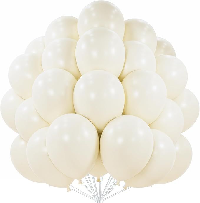Beige Balloons 50 pcs 12 Inch Cream Ivory White Balloons for Wedding Baby Shower Birthday Bridal Shower Graduation Engagement Easter Anniversary Tea Boho Party Decorations White-Q08