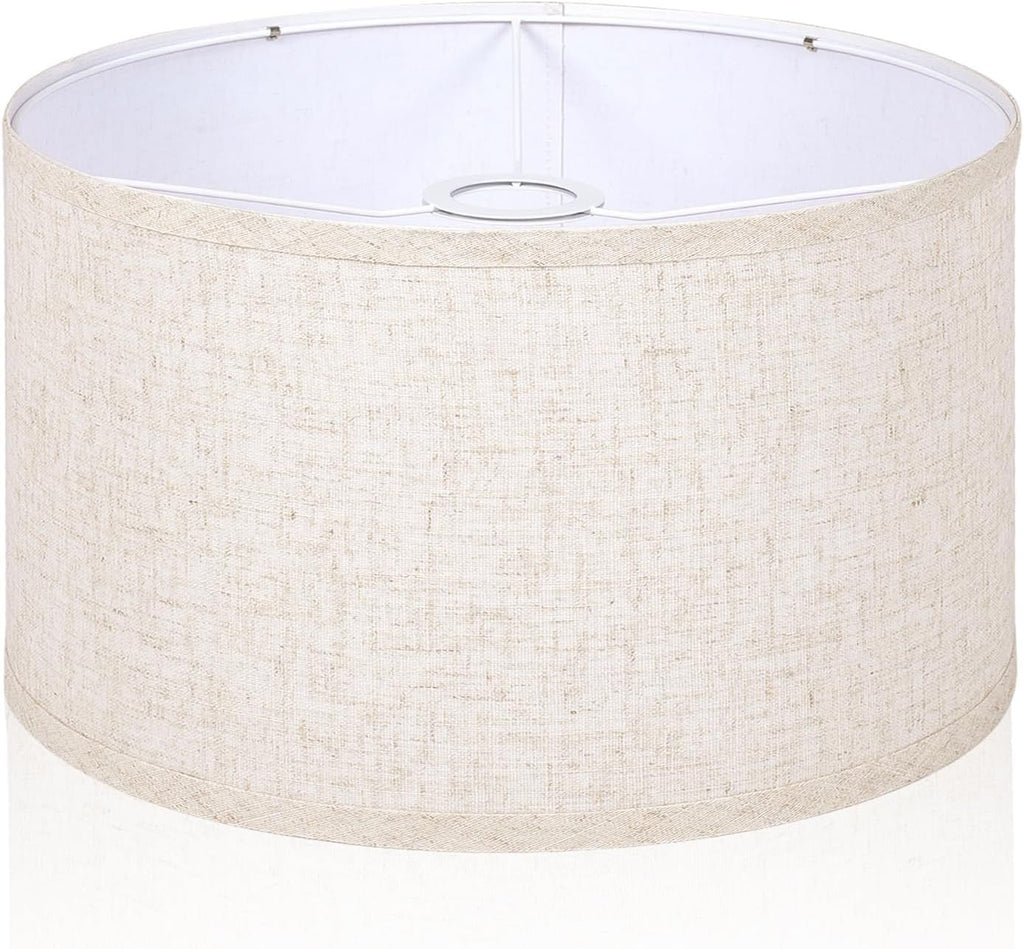Beige Drum Lamp Shades for Floor Lamps, 13" Top x 13" Bottom x 10" High,