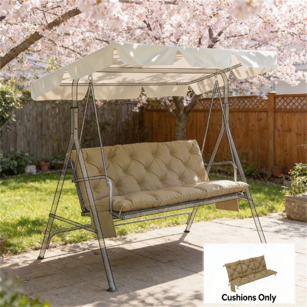 Bench cushion, outdoor swing cushion, beige(Cushion only)
