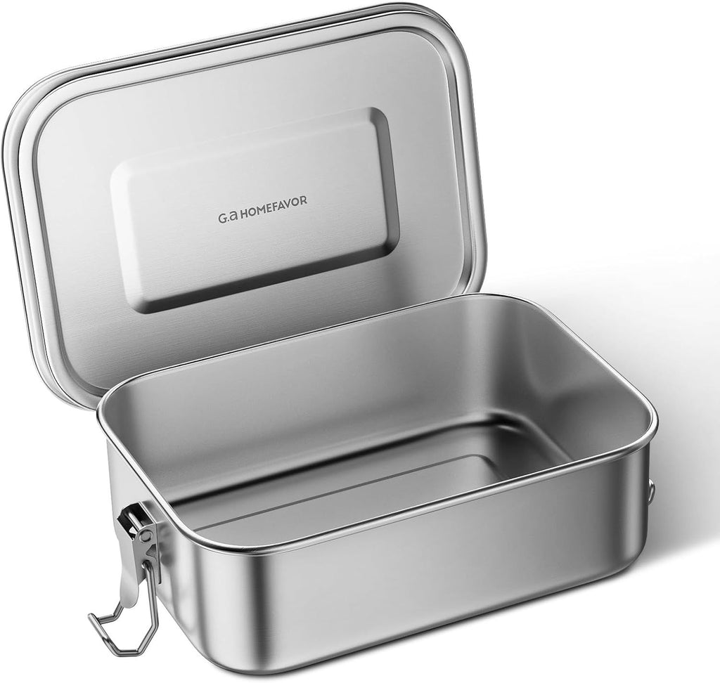 Bento Lunch Box, Stainless Steel Lunch Containers Leakproof, Metal Lunch Containers for Adults, 800 ml, Dishwasher Safe, BPA Free