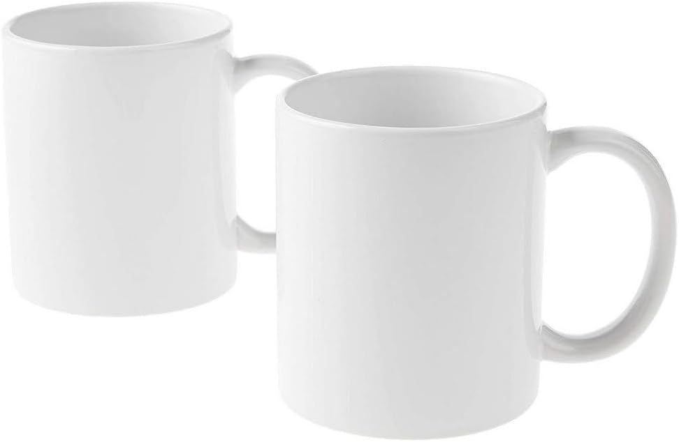 Beveled Blank, Ceramic-Coated, Dishwasher & Microwave Safe Mug to Decorate, Mug Press & Infusible Ink Compatible,12 Oz Sublimation, Ideal for Crafts and Printing, 2 Count, White