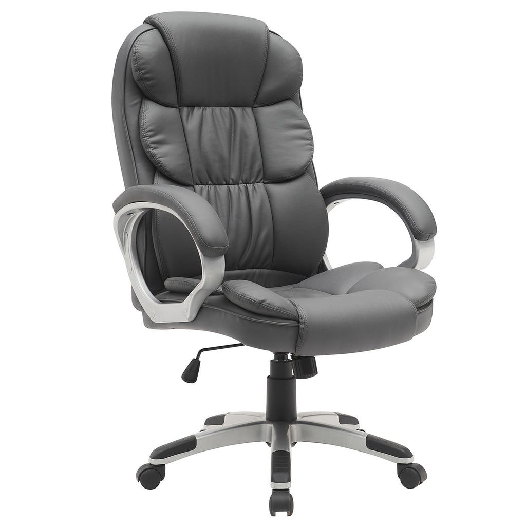 Big and Tall dark gray Leather High Back Executive Chair with Swivel Seat