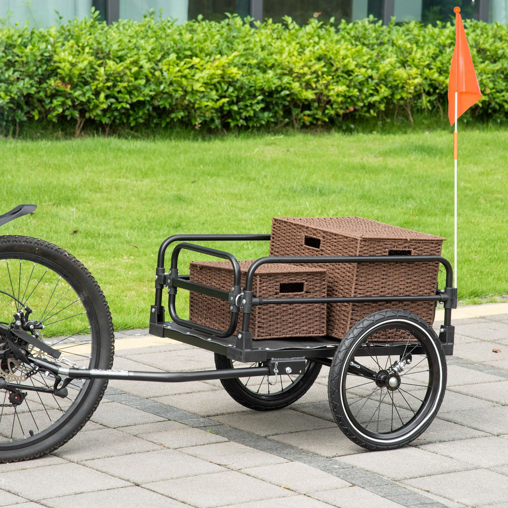 Bike Cargo Trailer, 16'' Wheels, Suspension, 88 lbs Load Capacity, Durable Transport Cart
