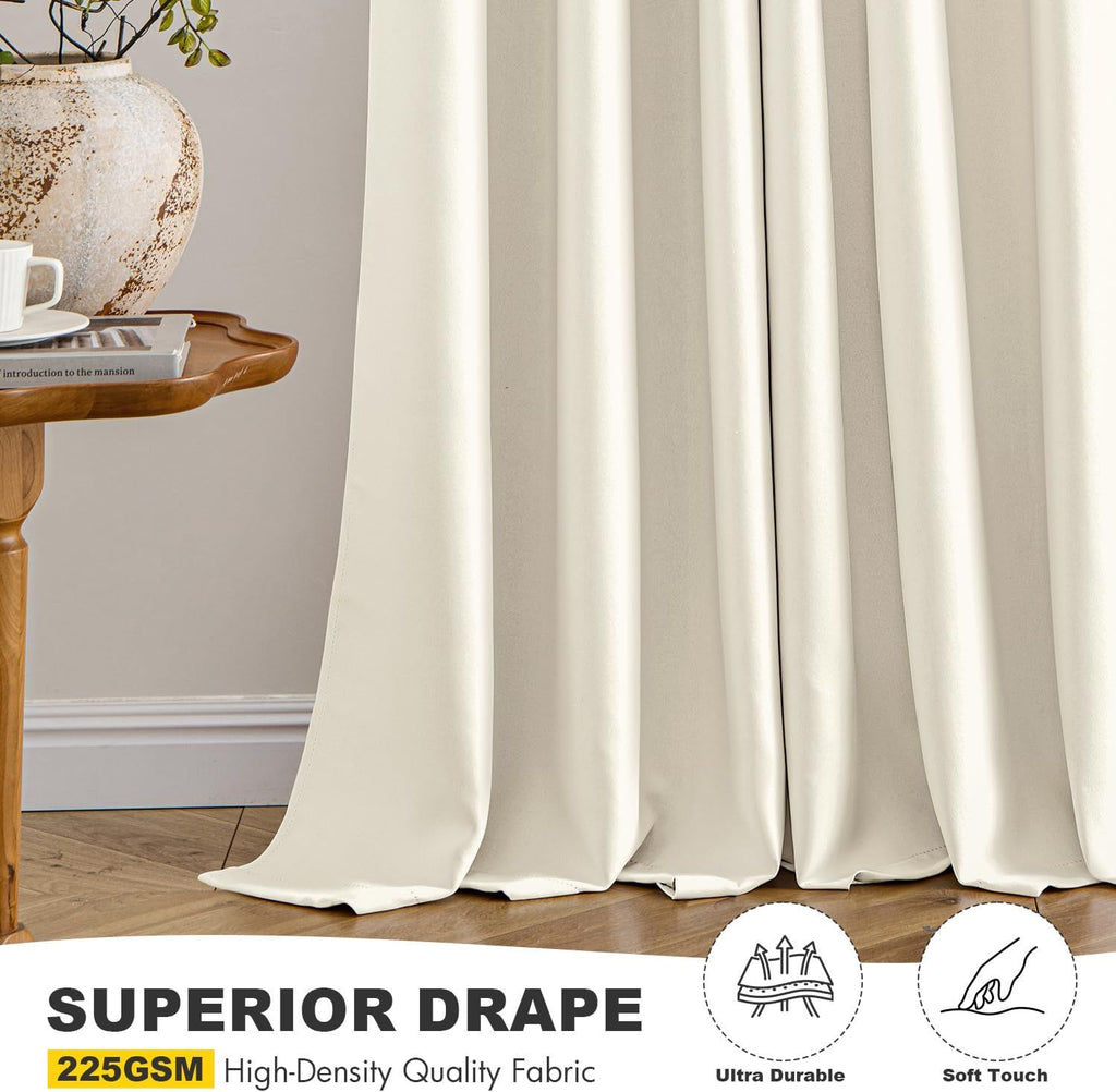 Birch Blackout Curtains for Bedroom Living Room 63 Inches Long 2 Panels, Thermal Insulated Room Darkening Drapes Solid Grommet Noise Reduction Light Blocking Window Treatments 40x63 Inch